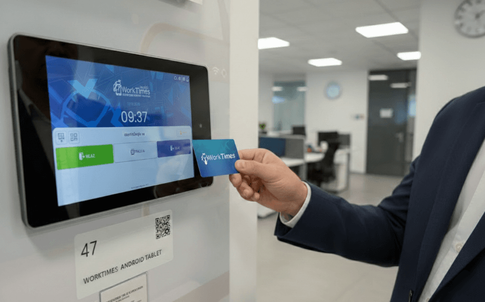 Prijava radnog vremena WorkTimes RFID karticom na Android terminalu